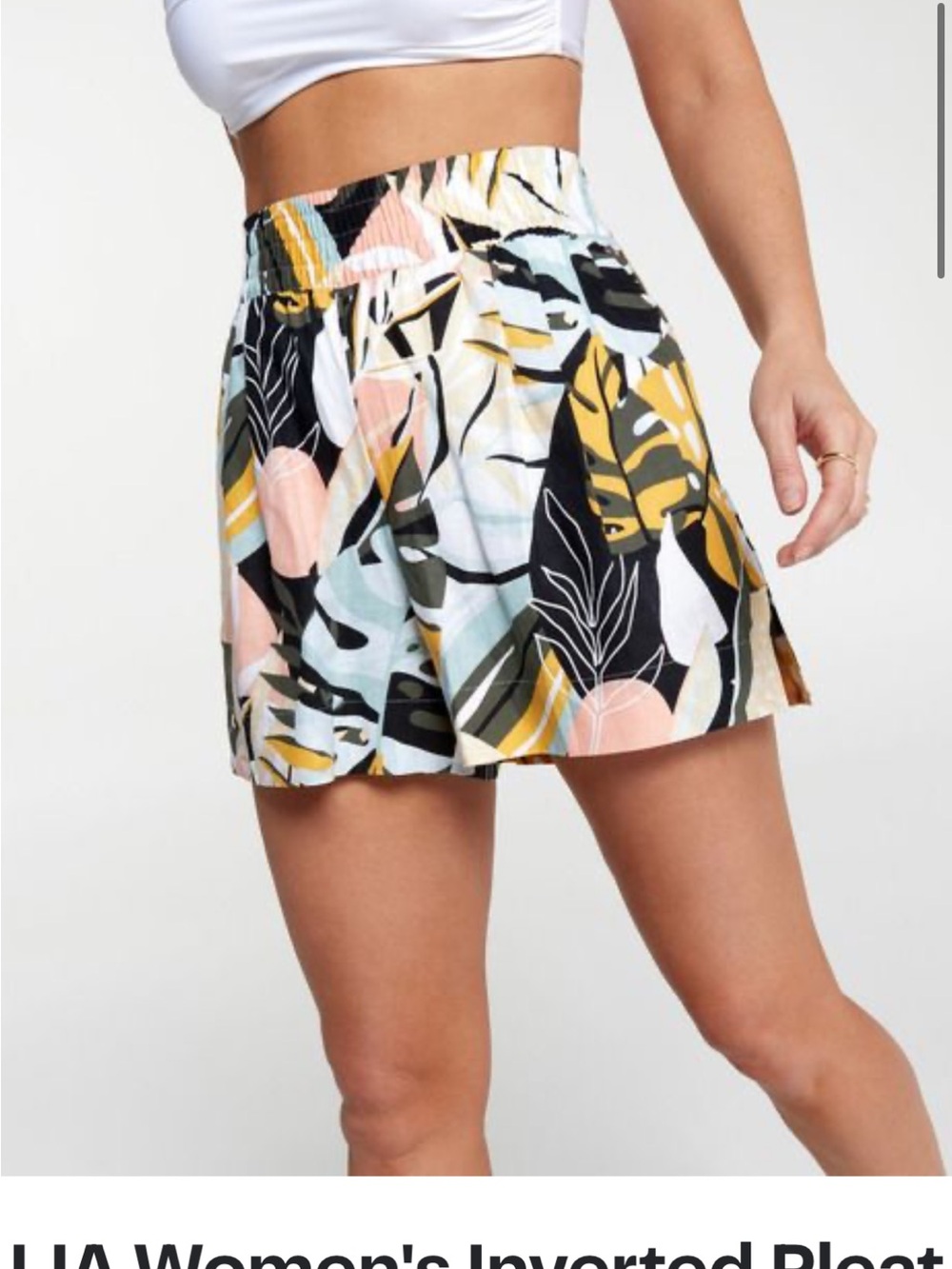 CALIA Abstract Multi Palm Print Women’s Skirt in Peach, Yellow & Black